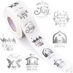 Sluitstickers kerstetiketten transparant zilver rond etiket, Hobby en Vrije tijd, Ophalen of Verzenden, Nieuw