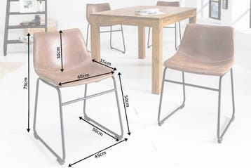 Industrieel design stoel DJANGO vintage bruin met ijzeren, Huis en Inrichting, Ophalen of Verzenden, Nieuw