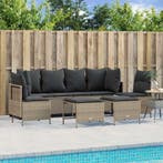 vidaXL 5-delige Loungeset met kussens poly rattan lichtgrijs, Tuin en Terras, Verzenden, Nieuw, Rotan, Loungeset