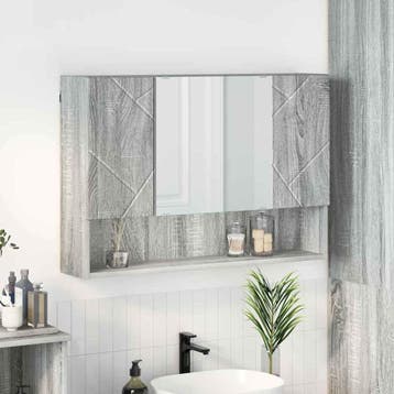 vidaXL Spiegelkast Grijs Sonoma 80 x 17 x 55 cm Bewerkt hout, Verzenden, Nieuw