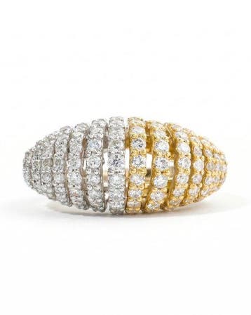 Statement ring - 14 karaat Witgoud, Geel goud - 1.42ct. tw.