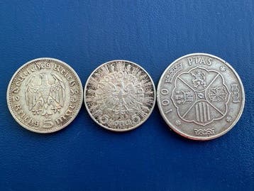 Duitsland, Spanje, Polen. Lotto di 3 monete dargento
