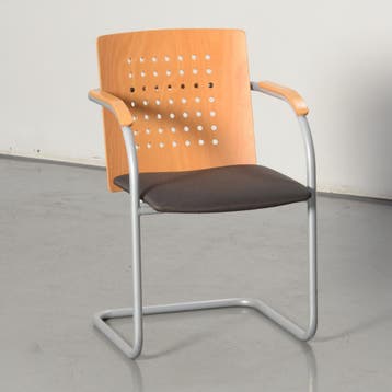 Lande vergaderstoel, antraciet/beuken, sledeframe, Ophalen of Verzenden, Nieuw