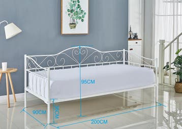 Stevig bedframe 90x200 wit | Goede Kwaliteit | 150kg, Verstelbaar, 90 cm, Eenpersoons, Wit