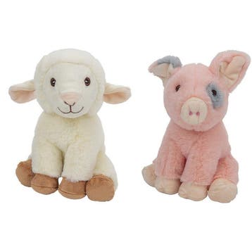 Pluche boerderijdieren knuffels - schaap en varken - 23 cm, Verzenden, Nieuw