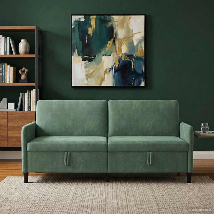 vidaXL Bank met opslag Zeegroen 192 x 78 x 87 cm Polyester, Huis en Inrichting, Banken | Bankstellen, Nieuw, Minder dan 150 cm