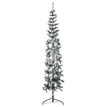 vidaXL Kunstkerstboom half met sneeuw smal 210 cm, Verzenden, Nieuw