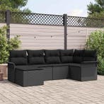 vidaXL Tuin Sofa Set met opslag 6 pcs Zwart poly rattan, Verzenden, Nieuw, Rotan