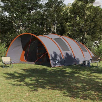 vidaXL Tunnel Tent 8-Person 8-persoons Grijs en Oranje, Verzenden, Nieuw, Tot en met 2