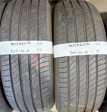 2x 205-55-16 Michelin Zomer 2x 5mm €50 Per Band 205 55 16, Ophalen, Gebruikt, 16 inch, 205 mm