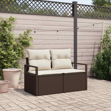 vidaXL Tuinbank met kussen 120 x 62 x 69 cm poly rattan, Tuin en Terras, Verzenden, Nieuw, Rotan