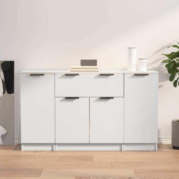 vidaXL Dressoirs 3 st bewerkt hout wit, Verzenden, Nieuw, Overige houtsoorten, 50 tot 100 cm