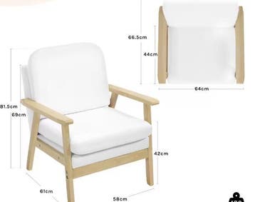 Gestoffeerde Linnen Fauteuil – Houten Lounge Stoel voor Thui, Huis en Inrichting, Stoelen, Verzenden, Nieuw