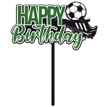 Taarttopper Happy Birthday Voetbal 14x8cm, Verzenden, Nieuw