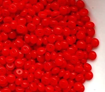 Ca. 10 gram DQ donut glaskralen 6 x 3,5 mm – rood, Ophalen of Verzenden, Nieuw, Kraal