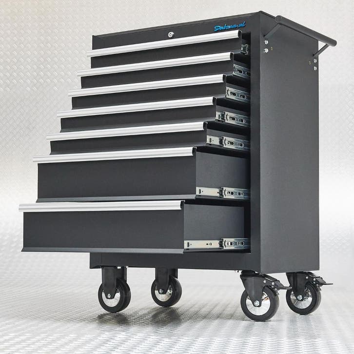 Datona Gereedschapswagen 7 lades met quick lock - mat zwart, Doe-het-zelf en Verbouw, Gereedschapskisten, Nieuw, Ophalen of Verzenden