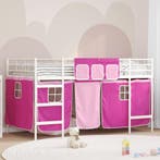 vidaXL Loftbedframe voor Kinderen met Gordijnen Wit en Roze, Verzenden, Nieuw, Wit, Metaal