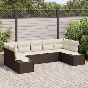 vidaXL Tuinbankenset 7 st 7-Aantal zitplaatsen Bruin en, Verzenden, Nieuw, 7 zitplaatsen