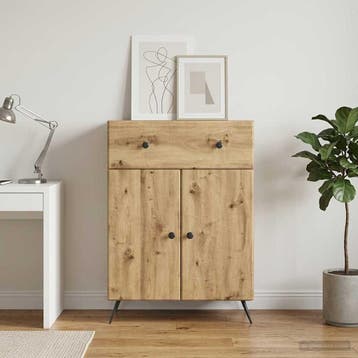 vidaXL Dressoir Artisanaal eiken 66 x 34,5 x 90 cm Bewerkt, Verzenden, Nieuw, Overige houtsoorten, Minder dan 50 cm