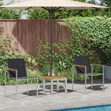 vidaXL Tuin eettafelset 3 pcs Bruin en zwart, Verzenden, Nieuw, 3 zitplaatsen