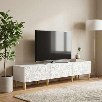 vidaXL TV-kast 147 x 34,5 x 30 cm Wit Bewerkt hout, Minder dan 50 cm, Verzenden, Nieuw, Minder dan 100 cm