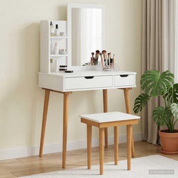vidaXL Toilettafel Set FAUSKE 4 st Wit 76 x 50 x 143 cm, Verzenden, Nieuw
