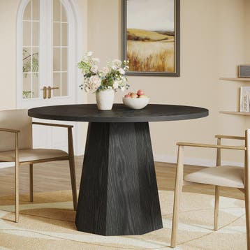 Moderne Zwarte Ronde Eettafel 118 cm met Stabiele Poot - Sti, Verzenden, Nieuw