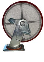 Zwenkwiel Met Rem 200x50 Mm - Polyurethaan Wiel - 480 KG - T, Doe-het-zelf en Verbouw, Zwenkwielen, Ophalen of Verzenden, Nieuw