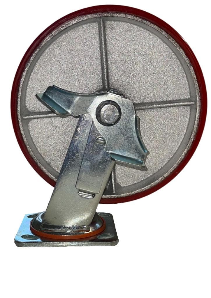 Zwenkwiel Met Rem 200x50 Mm - Polyurethaan Wiel - 480 KG - T, Doe-het-zelf en Verbouw, Zwenkwielen, Nieuw, Ophalen of Verzenden