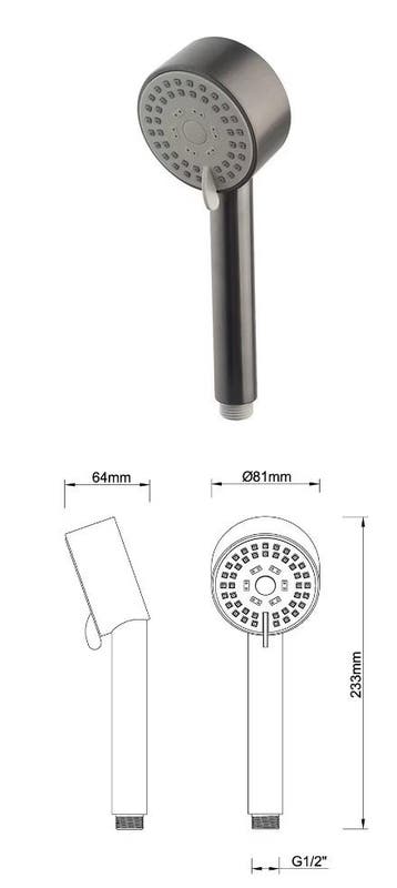 Wiesbaden Cadans handdouche 3 standen gunmetal, Ophalen of Verzenden, Nieuw, Bad
