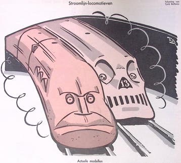 Spotprent met Benito Mussolini als trein (lijst optie), Verzenden
