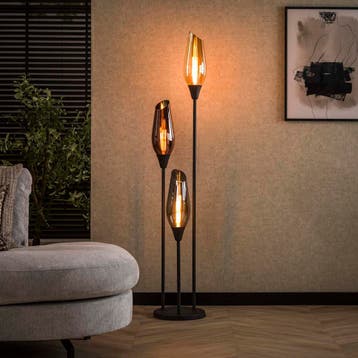 Vloerlamp Glas - Nieuw - Smoke - Amberglas - Webshop, Nieuw, Glas, 150 tot 200 cm, Modern, Industrieel, Design, Minimalistisch