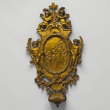 Wijwatervat - Baptism of Christ & Putti - French Art -