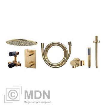 Inbouw regendouche set rond type 404 geborsteld messing (30c, Verzenden, Nieuw
