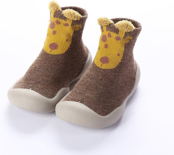 Bruine anti-slip babyschoentjes giraf van Baby-slofje, Kinderen en Baby's, Babykleding | Schoentjes en Sokjes, Jongetje of Meisje