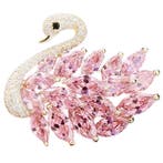 Fako Bijoux - Broche - Zwaan - Strass - 43x39mm -, Sieraden, Tassen en Uiterlijk, Broches, Verzenden, Nieuw