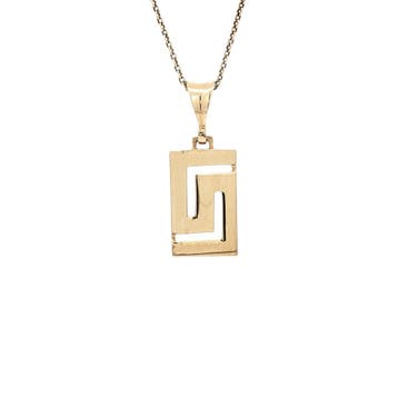 Gouden meander hanger 14 karaat, Sieraden, Tassen en Uiterlijk, Verzenden, Zo goed als nieuw, Goud