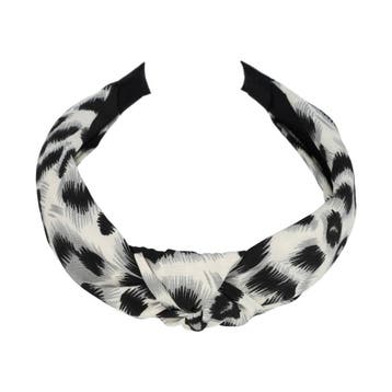 Haarband Diadeem 3cm – Knoop - Panterprint – Zwart Wit Grijs, Nieuw
