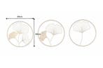 Elegante wanddecoratie set van 3 GINKGO 40cm goud in, Ophalen of Verzenden, Nieuw