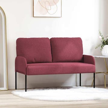 vidaXL Banken met kussen 110cm Wijnrood Multiplex, Huis en Inrichting, Banken | Bankstellen, Verzenden, Nieuw, Minder dan 150 cm