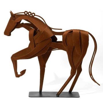 sculptuur, Handcrafted Iron Horse Sculpture – Rustic Metal