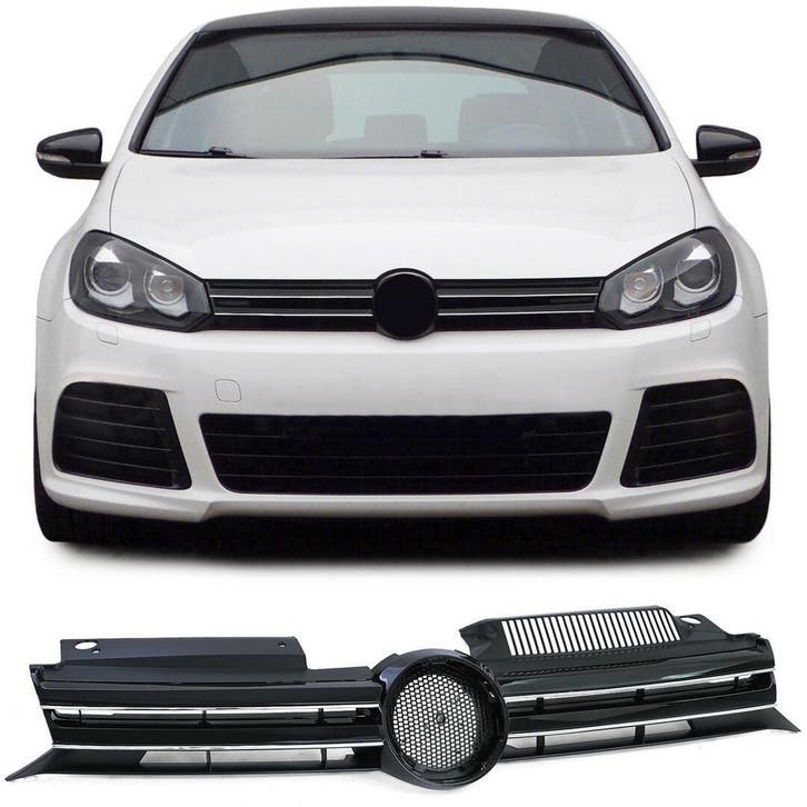 Glans Zwarte Gril Met Chromen Accenten VW Golf 6 RL926, Auto-onderdelen, Carrosserie en Plaatwerk, Nieuw, Herkomst onderdeel bekend