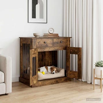 vidaXL Hond Bench Meubel Gerookt eiken 80 x 47,5 x 80 cm, Verzenden, Nieuw