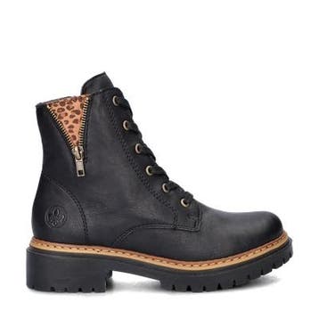 Rieker veterboots voor dames in het Zwart, Verzenden, Zwart, Lage of Enkellaarzen, Nieuw