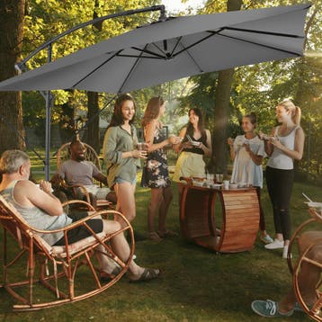 Parasol Apollon met slinger 2,5 x 2,5 m - lichtgrijs, Verzenden, Nieuw