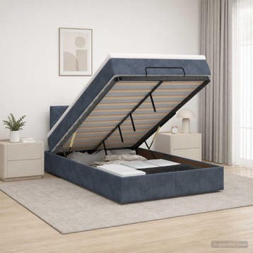 vidaXL Ottoman bed met matras Donkergrijs 120 x 190 cm, Verzenden, Nieuw, Twijfelaar, Stof