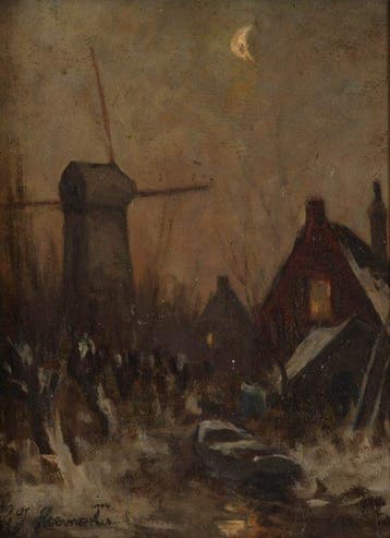 Gerardus Johannes Roermeester (1844-1936) - Molen in winter