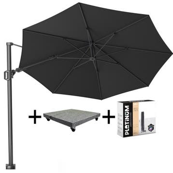 Challenger T2 premium zweefparasol 350 cm rond faded black, Ophalen of Verzenden, Nieuw