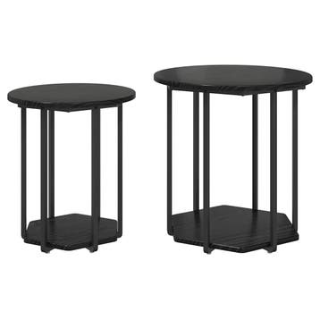 vidaXL Bijzettafelset 2 st Zwart Eiken 50 x 50 x 50,5 cm, Huis en Inrichting, Tafels | Bijzettafels, Verzenden, Nieuw