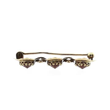 Vintage gouden broche met carneool, Sieraden, Tassen en Uiterlijk, Broches, Gebruikt, Ophalen of Verzenden, Met edelsteen, Goud